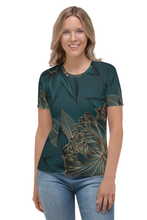 Load image into Gallery viewer, Blue Floral in the Dark - Women&#39;s All Over Printed Half Sleeve T-Shirt
