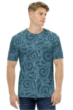 Load image into Gallery viewer, Blue Linear Pattern - Men&#39;s All Over Printed Half Sleeve T-Shirt
