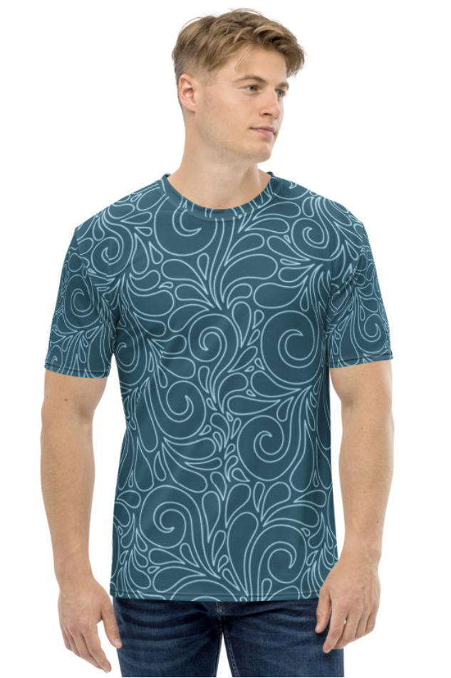 Blue Linear Pattern - Men's All Over Printed Half Sleeve T-Shirt