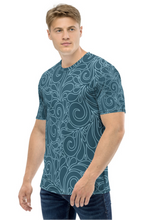 Load image into Gallery viewer, Blue Linear Pattern - Men&#39;s All Over Printed Half Sleeve T-Shirt
