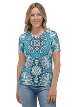 Load image into Gallery viewer, Blue Print Pattern - Women&#39;s All Over Printed Half Sleeve T-Shirt
