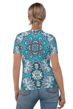 Load image into Gallery viewer, Blue Print Pattern - Women&#39;s All Over Printed Half Sleeve T-Shirt
