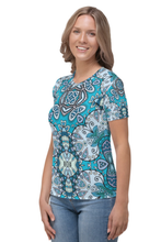 Load image into Gallery viewer, Blue Print Pattern - Women&#39;s All Over Printed Half Sleeve T-Shirt
