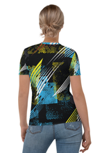 Load image into Gallery viewer, Blue Yellow Pattern - Women&#39;s All Over Printed Half Sleeve T-Shirt
