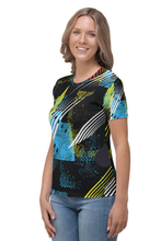 Load image into Gallery viewer, Blue Yellow Pattern - Women&#39;s All Over Printed Half Sleeve T-Shirt
