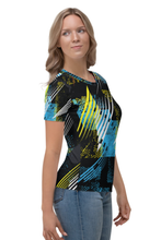 Load image into Gallery viewer, Blue Yellow Pattern - Women&#39;s All Over Printed Half Sleeve T-Shirt
