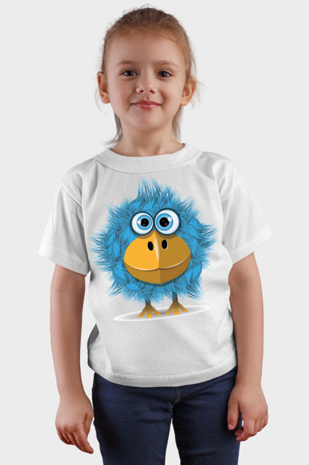 Big Eyed Blue Bird - Kid's Round Neck Half Sleeve T-Shirt