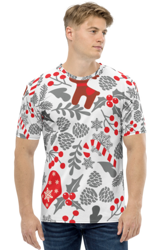 Christmas Floral Pattern (Christmas Edition) - Men's All Over Printed Half Sleeve T-Shirt