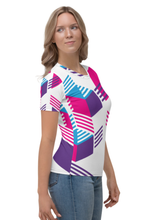 Load image into Gallery viewer, Coloured Cubes - Women&#39;s All Over Printed Half Sleeve T-Shirt
