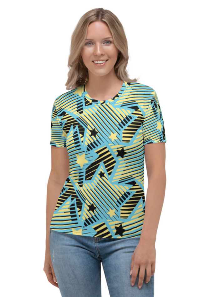 Constellation Doodle Pattern - Women's All Over Printed Half Sleeve T-Shirt