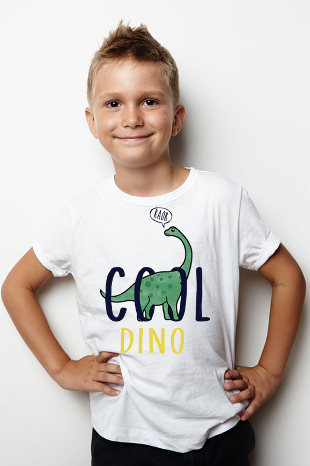 Cool Green Brachiosaurus - Kid's Round Neck Half Sleeve T-Shirt (Boy)