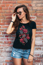 Load image into Gallery viewer, Crane Bird and Flower - Women&#39;s Round Neck Half Sleeve T-Shirt
