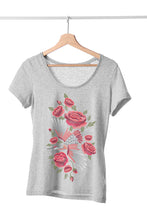 Load image into Gallery viewer, Crane Bird and Flower - Women&#39;s Round Neck Half Sleeve T-Shirt
