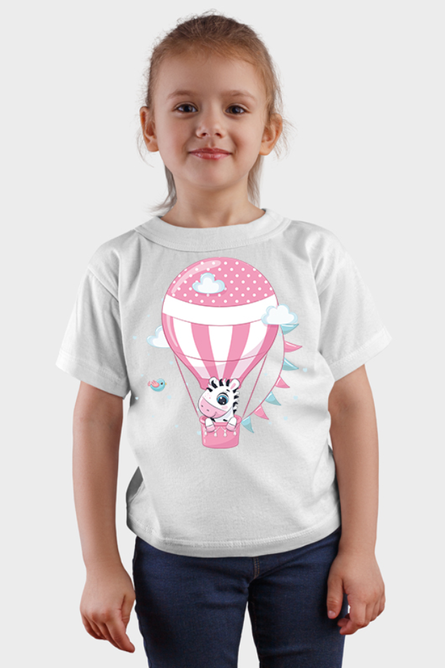 Cute Baby Flying Zebra - Kid's Round Neck Half Sleeve T-Shirt
