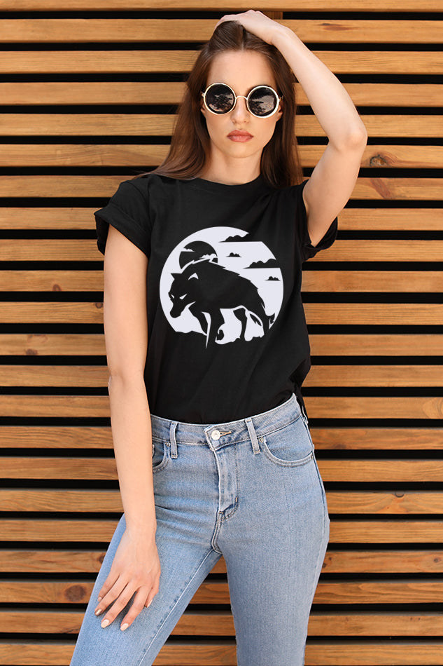Dark Wolf - Women's Round Neck Half Sleeve T-Shirt