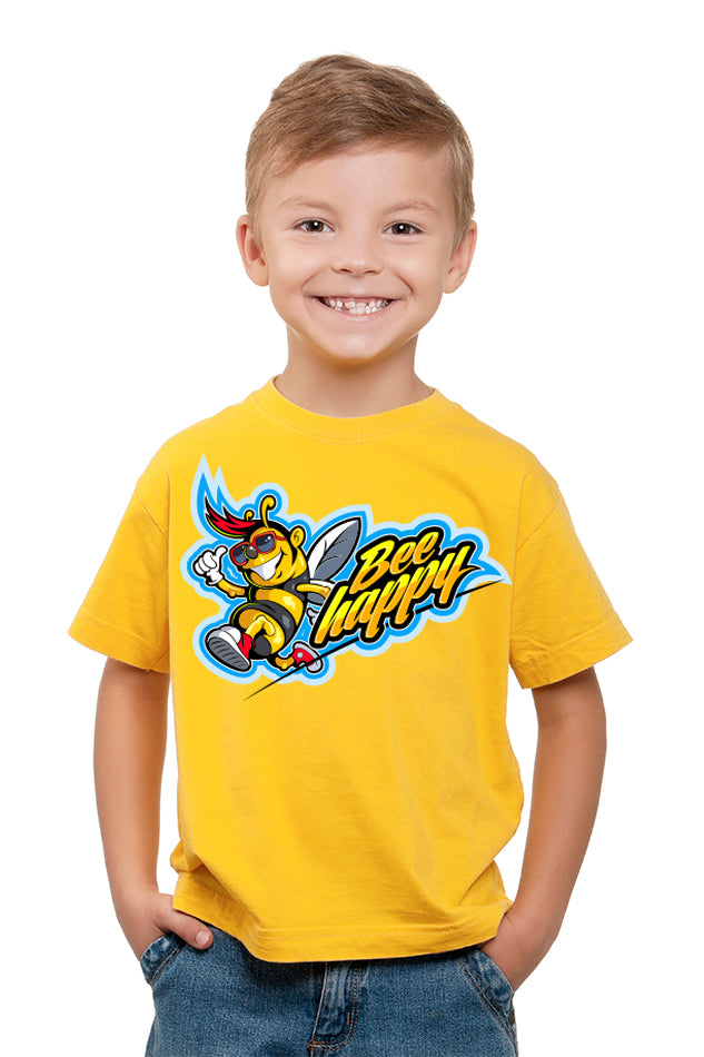 Freaking Happy Bee - Kid's Round Neck Half Sleeve T-Shirt