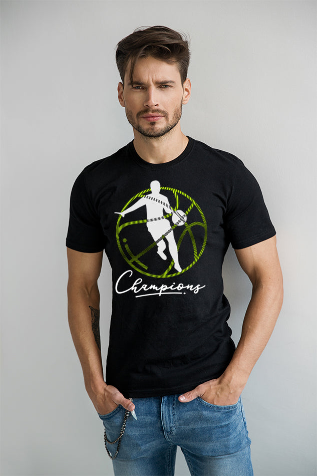 Green Basket Ball Champion - Men's Round Neck Half Sleeve T-Shirt