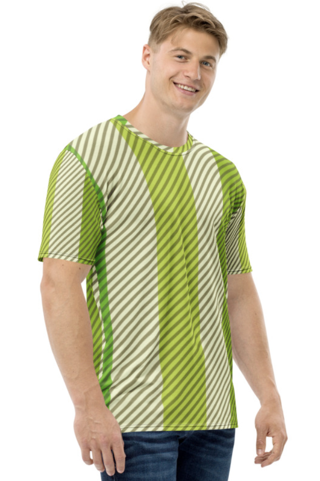 Green On White Pattern - Men's All Over Printed Half Sleeve T-Shirt