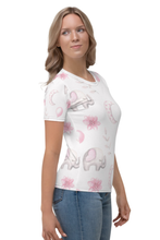 Load image into Gallery viewer, Happy Moon and Elephant Print - Women&#39;s All Over Printed Half Sleeve T-Shirt
