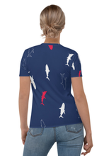 Load image into Gallery viewer, Happy Shark Pattern - Women&#39;s All Over Printed Half Sleeve T-Shirt
