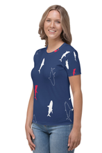 Load image into Gallery viewer, Happy Shark Pattern - Women&#39;s All Over Printed Half Sleeve T-Shirt
