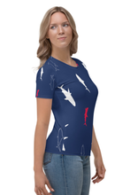 Load image into Gallery viewer, Happy Shark Pattern - Women&#39;s All Over Printed Half Sleeve T-Shirt
