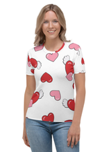 Load image into Gallery viewer, Heart and Wings - Women&#39;s All Over Printed Half Sleeve T-Shirt
