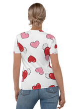 Load image into Gallery viewer, Heart and Wings - Women&#39;s All Over Printed Half Sleeve T-Shirt
