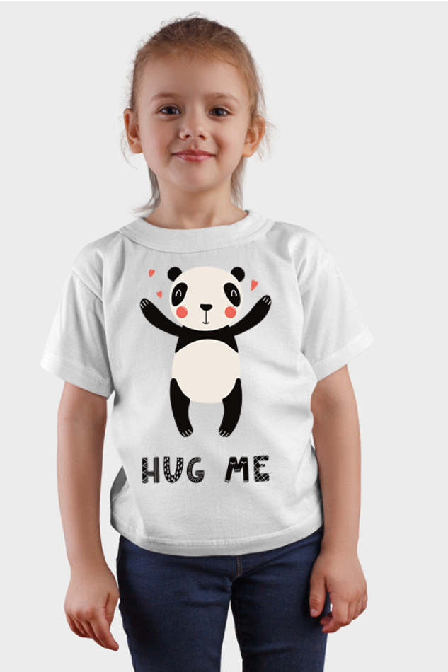 Hug Me Panda - Kid's Round Neck Half Sleeve T-Shirt