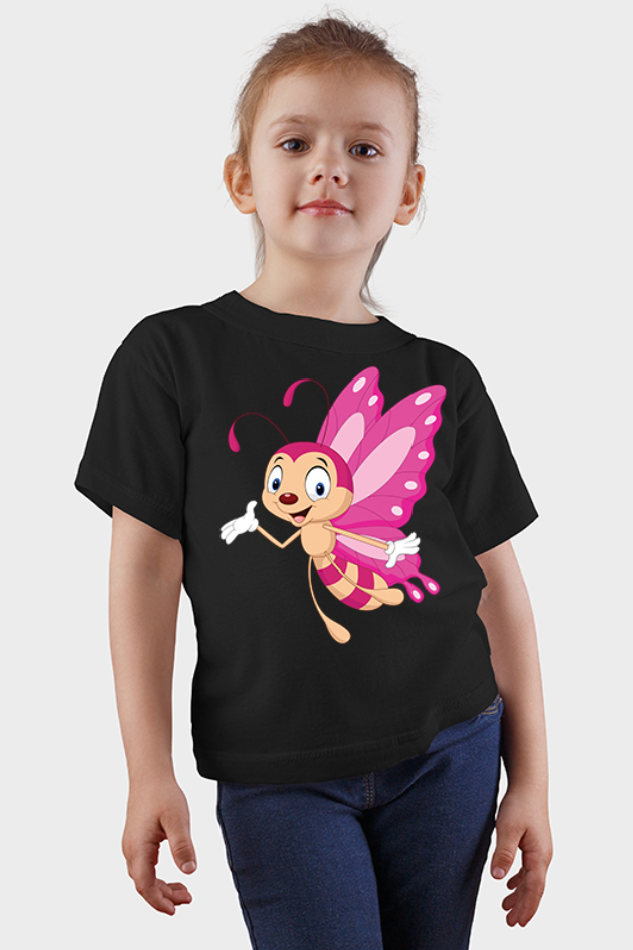 Fluttering Purple Butterfly - Kid's Round Neck Half Sleeve T-Shirt