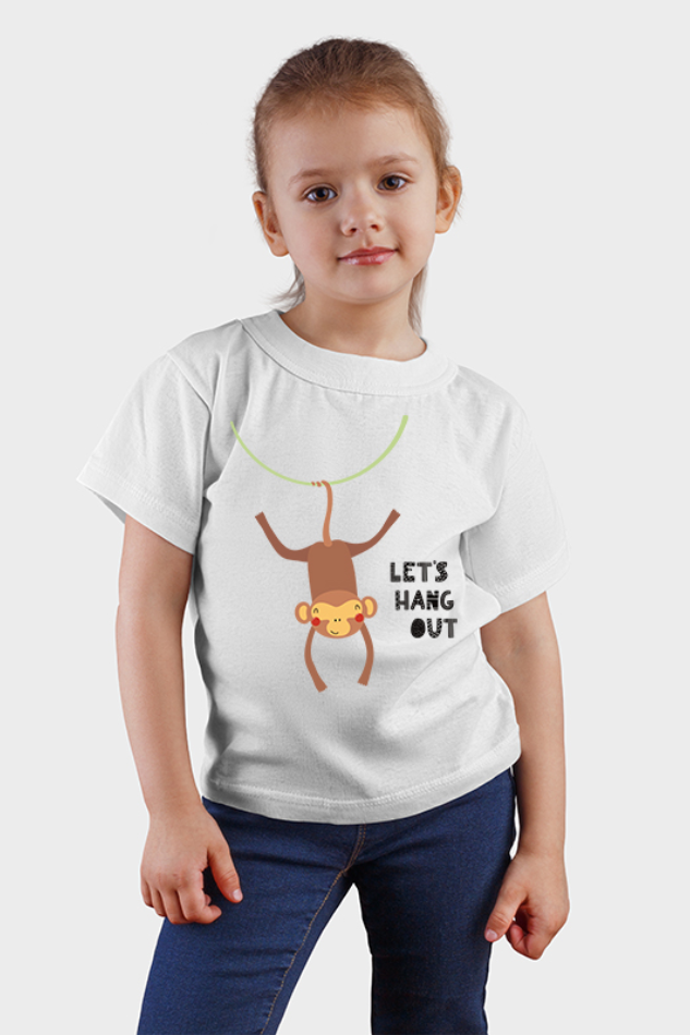 Lets Hang Out Monkey - Kid's Round Neck Half Sleeve T-Shirt