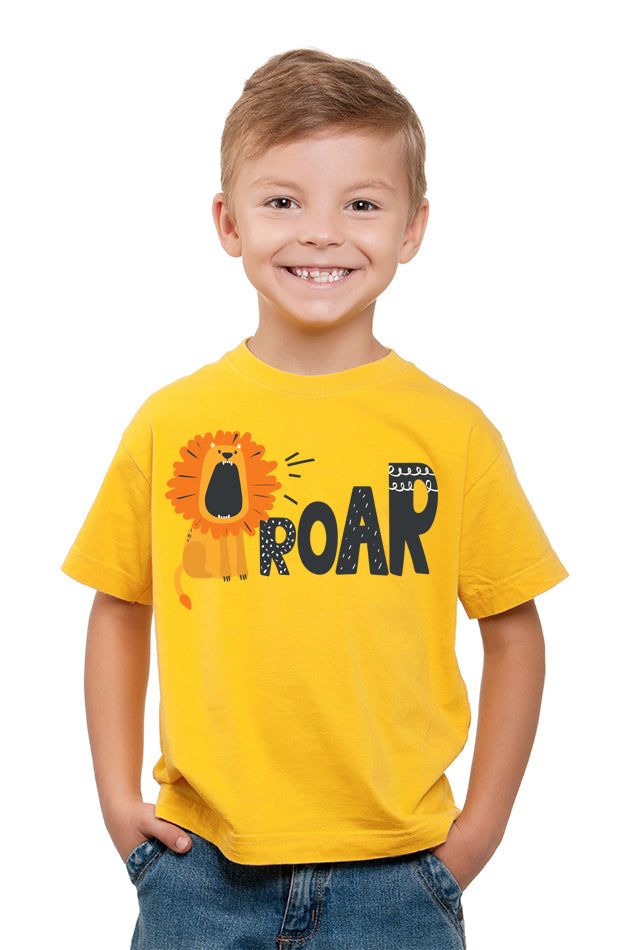 Lion Roar Illustration - Kid's Round Neck Half Sleeve T-Shirt (Boy)