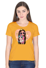 Load image into Gallery viewer, Lovely Girl With Baby Unicorn - Women&#39;s Round Neck Half Sleeve T-Shirt
