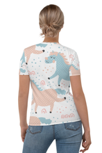 Load image into Gallery viewer, Lovely Unicorn Pattern - Women&#39;s All Over Printed Half Sleeve T-Shirt
