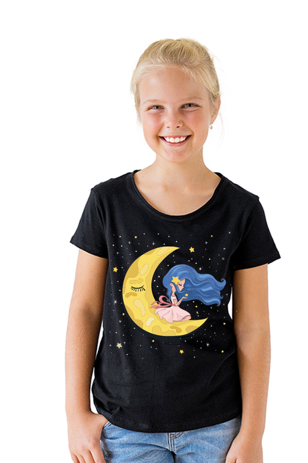 Moon Girl - Kid's Round Neck Half Sleeve T-Shirt (Girl)