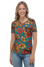 Load image into Gallery viewer, Mythical Dragon and Fish - Women&#39;s All Over Printed Half Sleeve T-Shirt
