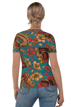 Load image into Gallery viewer, Mythical Dragon and Fish - Women&#39;s All Over Printed Half Sleeve T-Shirt
