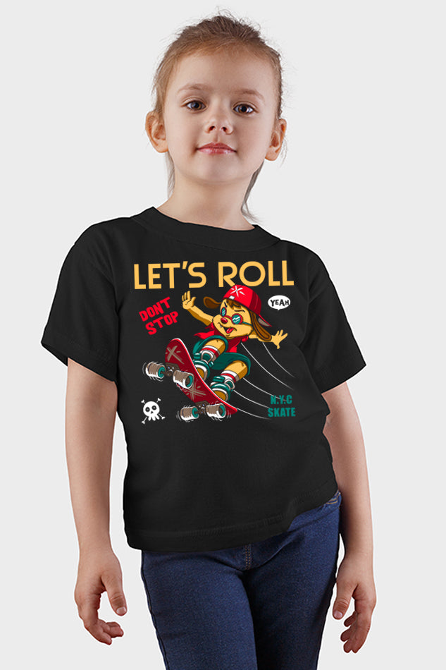 NYC Skater Doggy - Kid's Round Neck Half Sleeve T-Shirt (Girl)