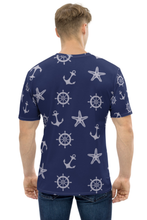 Load image into Gallery viewer, Nautical Wheel and Anchor - Men&#39;s All Over Printed Half Sleeve T-Shirt
