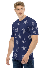 Load image into Gallery viewer, Nautical Wheel and Anchor - Men&#39;s All Over Printed Half Sleeve T-Shirt
