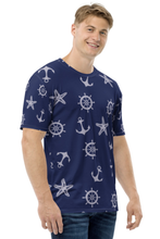 Load image into Gallery viewer, Nautical Wheel and Anchor - Men&#39;s All Over Printed Half Sleeve T-Shirt
