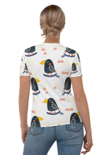 Load image into Gallery viewer, Penguin Surfer - Women&#39;s All Over Printed Half Sleeve T-Shirt
