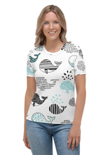 Load image into Gallery viewer, Pod of Whales - Women&#39;s All Over Printed Half Sleeve T-Shirt
