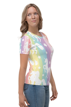 Load image into Gallery viewer, Rainbow Unicorn Stripes - Women&#39;s All Over Printed Half Sleeve T-Shirt
