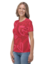 Load image into Gallery viewer, Red Heart Pattern - Women&#39;s All Over Printed Half Sleeve T-Shirt
