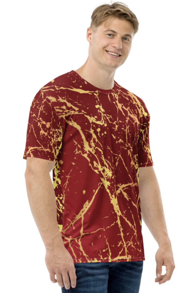 Red Stone Pattern - Men's All Over Printed Half Sleeve T-Shirt