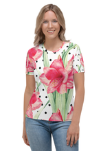 Load image into Gallery viewer, Red Wild Hibiscus Pattern - Women&#39;s All Over Printed Half Sleeve T-Shirt
