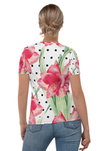 Load image into Gallery viewer, Red Wild Hibiscus Pattern - Women&#39;s All Over Printed Half Sleeve T-Shirt
