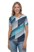 Load image into Gallery viewer, Rustic Blue and Black - Women&#39;s All Over Printed Half Sleeve T-Shirt
