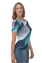 Load image into Gallery viewer, Rustic Blue and Black - Women&#39;s All Over Printed Half Sleeve T-Shirt
